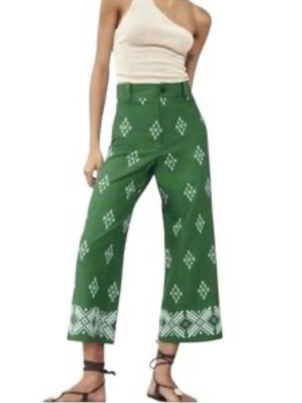 Haute Hippie Green Wide Leg Printed Pants - Picture 4 of 10